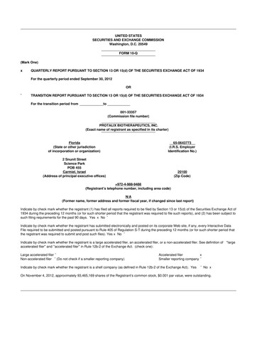 Thumbnail Protalix BioTherapeutics
 10-Q Quarterly Report FY 