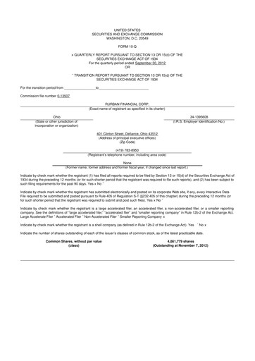 Thumbnail SB Financial Group 10-Q Quarterly Report FY2012 
