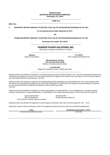 Thumbnail Pioneer Power Solutions 10-Q Quarterly Report FY 