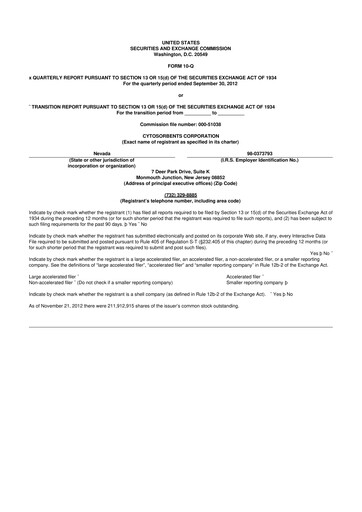 Miniature Cytosorbents 10-Q Rapport trimestriel  