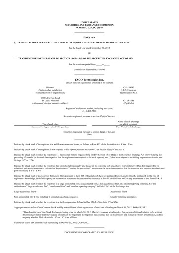 Thumbnail ESCO Technologies
 10-K Annual Report 2012