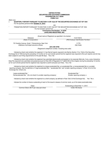 Thumbnail Lakeland Industries
 10-Q Quarterly Report FY2013 