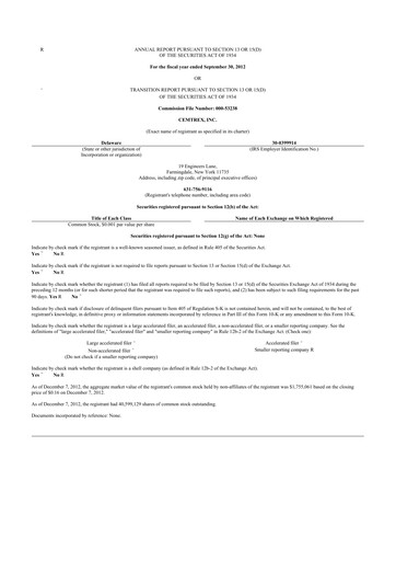 Thumbnail Cemtrex 10-K Annual Report 2012