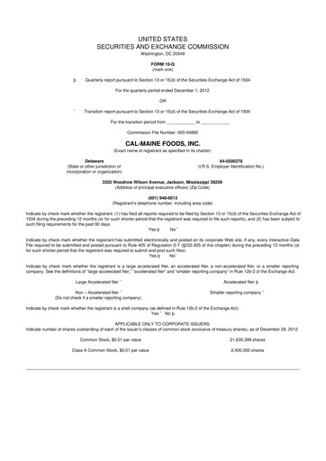Thumbnail Cal-Maine Foods 10-Q Quarterly Report FY2013 
