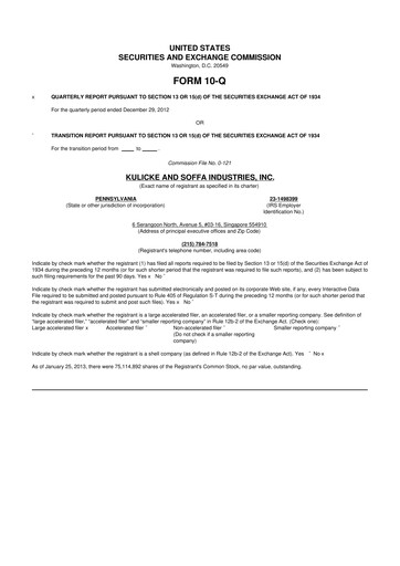 Thumbnail Kulicke and Soffa Industries 10-Q Quarterly Report FY2013 