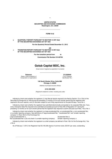 Thumbnail Golub Capital 10-Q Quarterly Report FY 