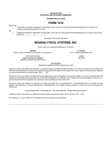 Miniature Inotiv 10-Q Rapport trimestriel 2013 