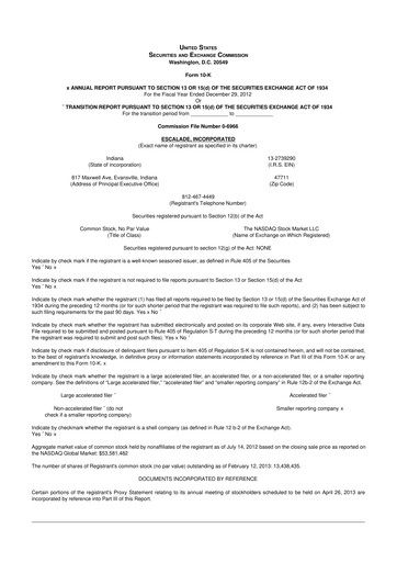 Thumbnail Escalade Sports 10-K Annual Report 