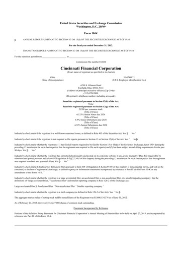 Thumbnail Cincinnati Financial
 10-K Annual Report 2012