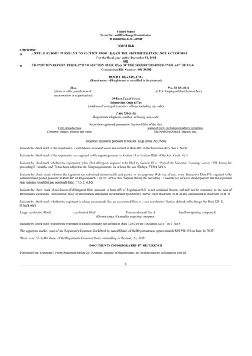 Thumbnail Rocky Brands 10-K Annual Report 2012