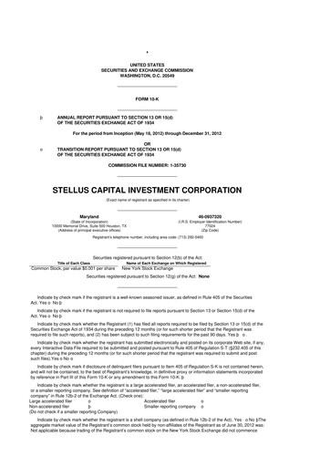 Thumbnail Stellus Capital Investment Corporation 10-K Annual Report 