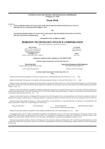 Thumbnail Horizon Technology Finance 10-K Annual Report 