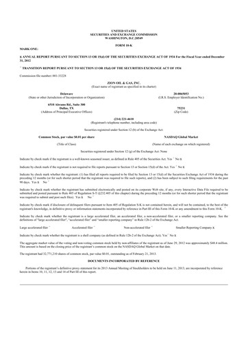 Vorschaubild Zion Oil & Gas 10-K Jahresbericht 2012