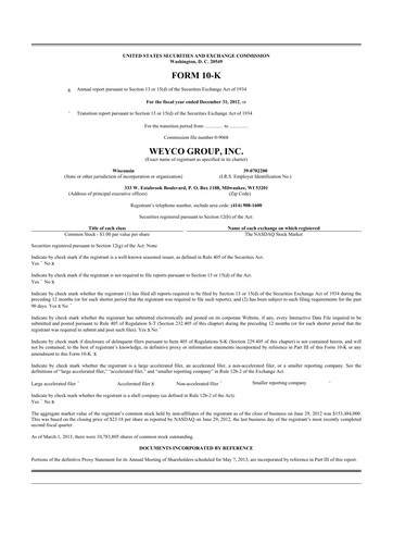 Vorschaubild Weyco Group 10-K Jahresbericht 2012