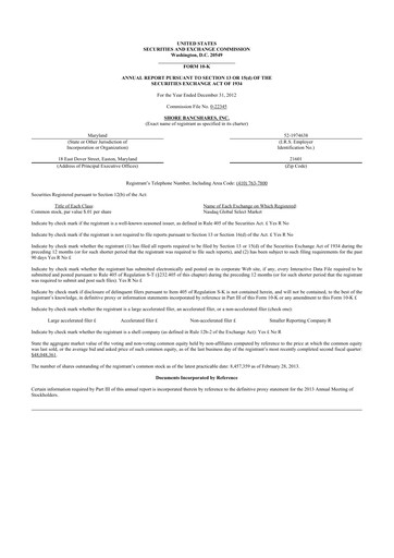 Thumbnail Shore Bancshares 10-K Annual Report 2012