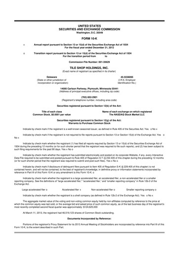 Vorschaubild Tile Shop Holdings 10-K Jahresbericht 2012