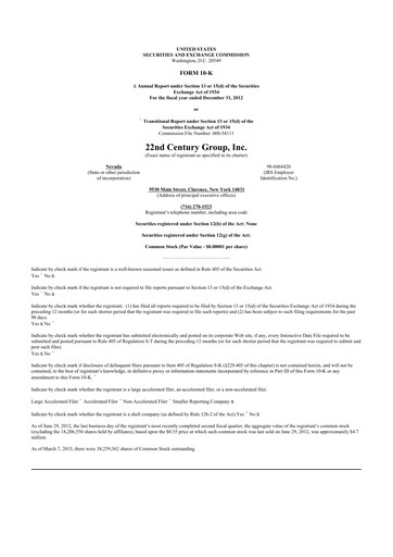 Thumbnail 22nd Century Group
 10-K Annual Report 2012