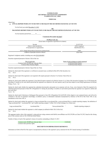 Thumbnail ProPhase Labs 10-K Annual Report 2012