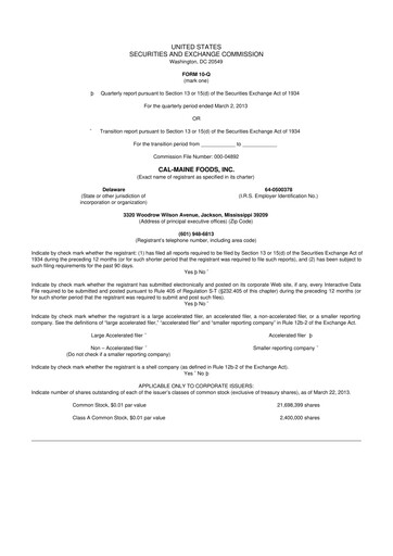 Thumbnail Cal-Maine Foods 10-Q Quarterly Report FY2013 