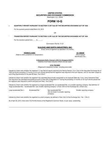 Thumbnail Kulicke and Soffa Industries 10-Q Quarterly Report FY2013 