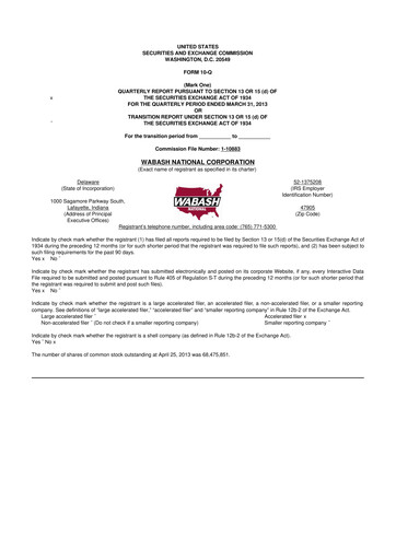 Vorschaubild Wabash National
 10-Q Quartalsbericht 2013 