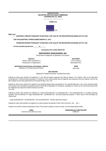 Thumbnail ServisFirst Bancshares 10-Q Quarterly Report FY2013 