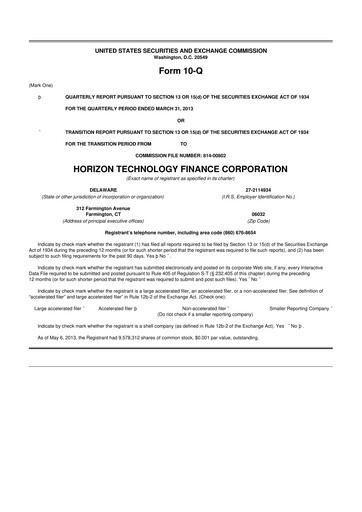Vorschaubild Horizon Technology Finance 10-Q Quartalsbericht  