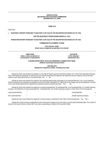 Miniature Oxford Square Capital
 10-Q Rapport trimestriel  