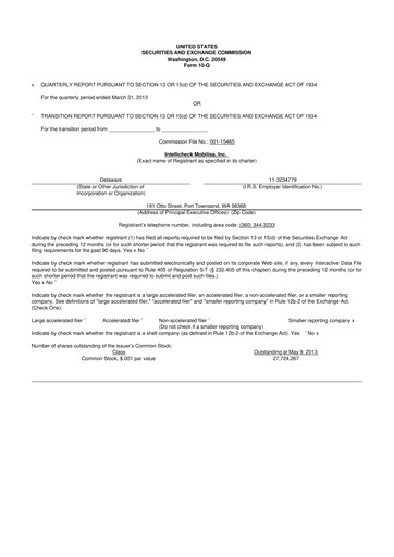 Miniature Intellicheck 10-Q Rapport trimestriel 2013 