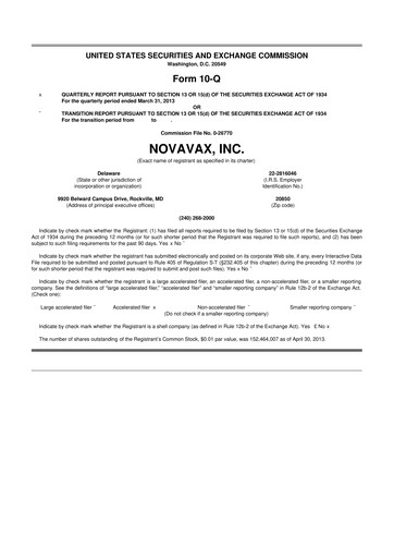 Thumbnail Novavax 10-Q Quarterly Report FY2013 