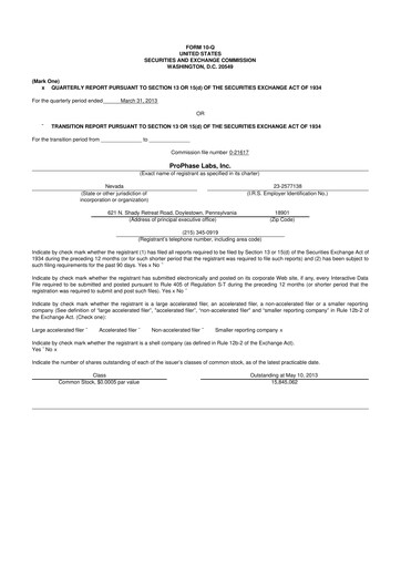 Thumbnail ProPhase Labs 10-Q Quarterly Report FY2013 