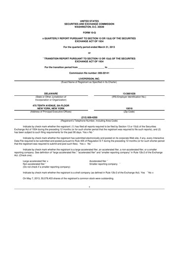 Thumbnail LivePerson 10-Q Quarterly Report FY2013 