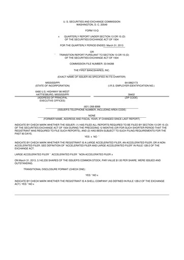 Miniature The First Bancshares 10-Q Rapport trimestriel 2013 