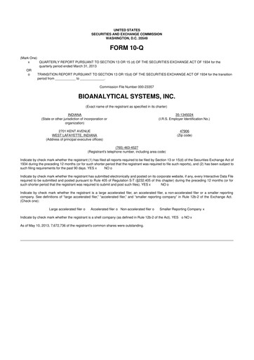 Miniature Inotiv 10-Q Rapport trimestriel 2013 