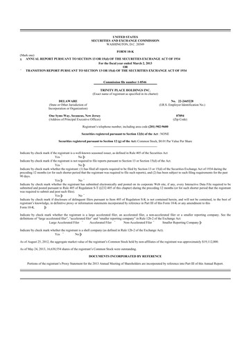 Thumbnail Trinity Place Holdings
 10-K Annual Report 2013