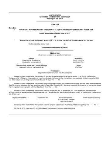 Vorschaubild Equifax 10-Q Quartalsbericht 2013 