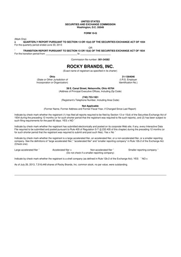 Thumbnail Rocky Brands 10-Q Quarterly Report FY2013 