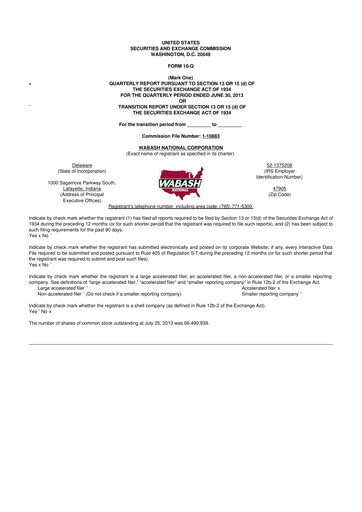 Vorschaubild Wabash National
 10-Q Quartalsbericht 2013 