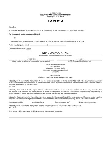 Thumbnail Weyco Group 10-Q Quarterly Report FY2013 