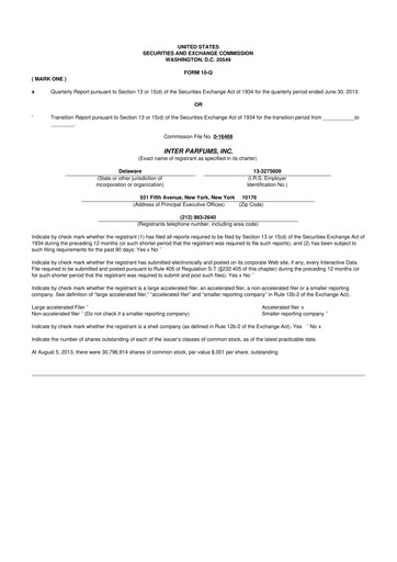 Thumbnail Interparfums 10-Q Quarterly Report FY2013 