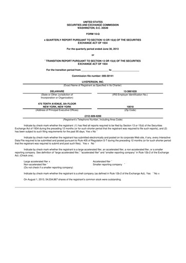 Thumbnail LivePerson 10-Q Quarterly Report FY2013 