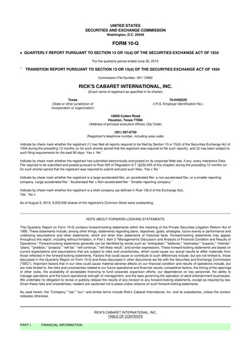 Thumbnail RCI Hospitality Holdings 10-Q Quarterly Report FY2013 