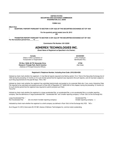Miniature Fennec Pharmaceuticals 10-Q Rapport trimestriel 2013 