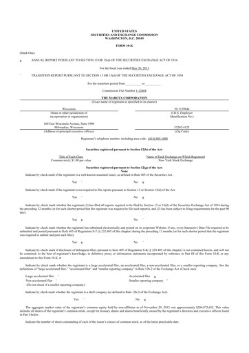 Vorschaubild Marcus Corporation
 10-K Jahresbericht 2013