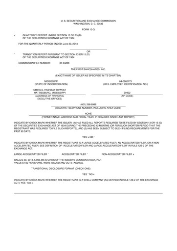 Miniature The First Bancshares 10-Q Rapport trimestriel 2013 