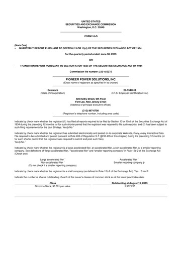 Thumbnail Pioneer Power Solutions 10-Q Quarterly Report FY2013 