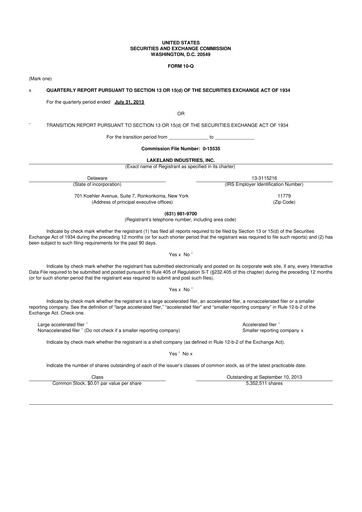 Thumbnail Lakeland Industries
 10-Q Quarterly Report FY2014 