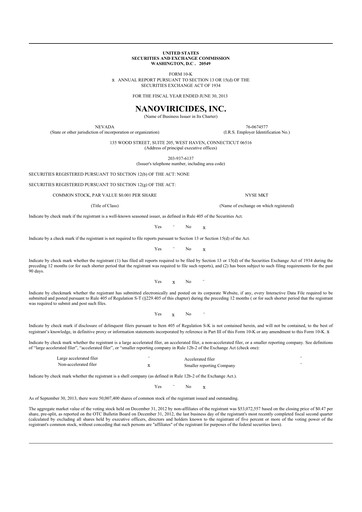 Thumbnail NanoViricides 10-K Annual Report 