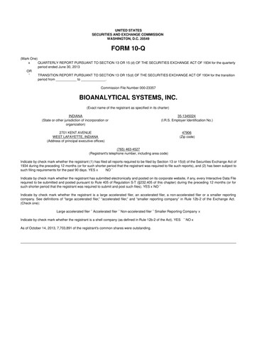 Miniature Inotiv 10-Q Rapport trimestriel 2013 