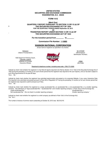 Vorschaubild Wabash National
 10-Q Quartalsbericht 2013 